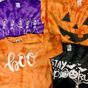 Custom heat press decorated Halloween T-shirts