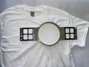 Circular hoop for commercial machine embroidery 