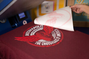 613 Original puff DTF transfer being heat pressed