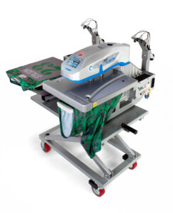 shuttle dual platen automatic Heat Press for high-volume apparel and T-shirt decoration
