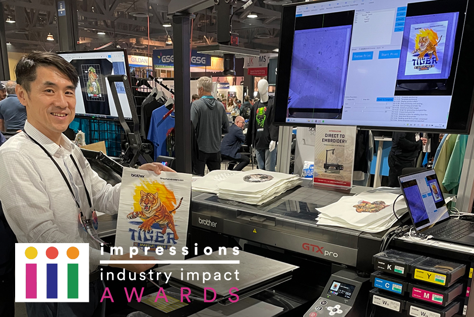 2024 Impressions Industry Impact Awards Best New Embroidery Tech: Brother GTX Pro Direct-to-Embroidery (DTE) System