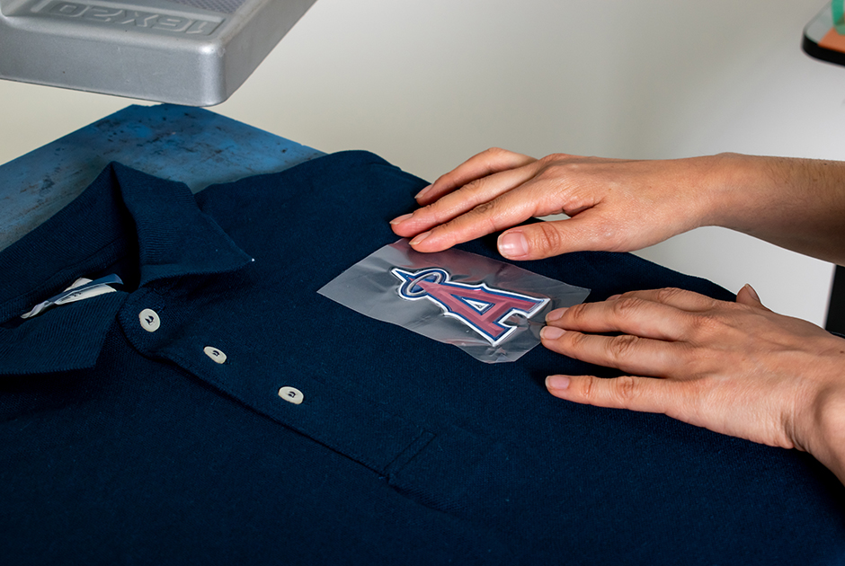 Heat transfer patch on shirt
