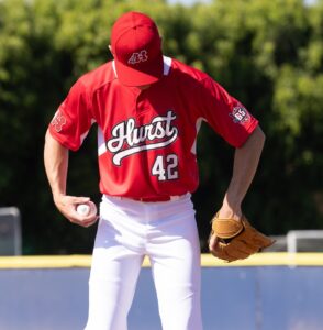 A4 model wearing baseball uniform