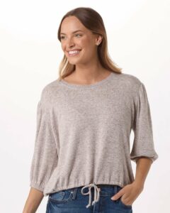 Female model wearing S&S Boxercraft Women’s Cuddle Puff Sleeve