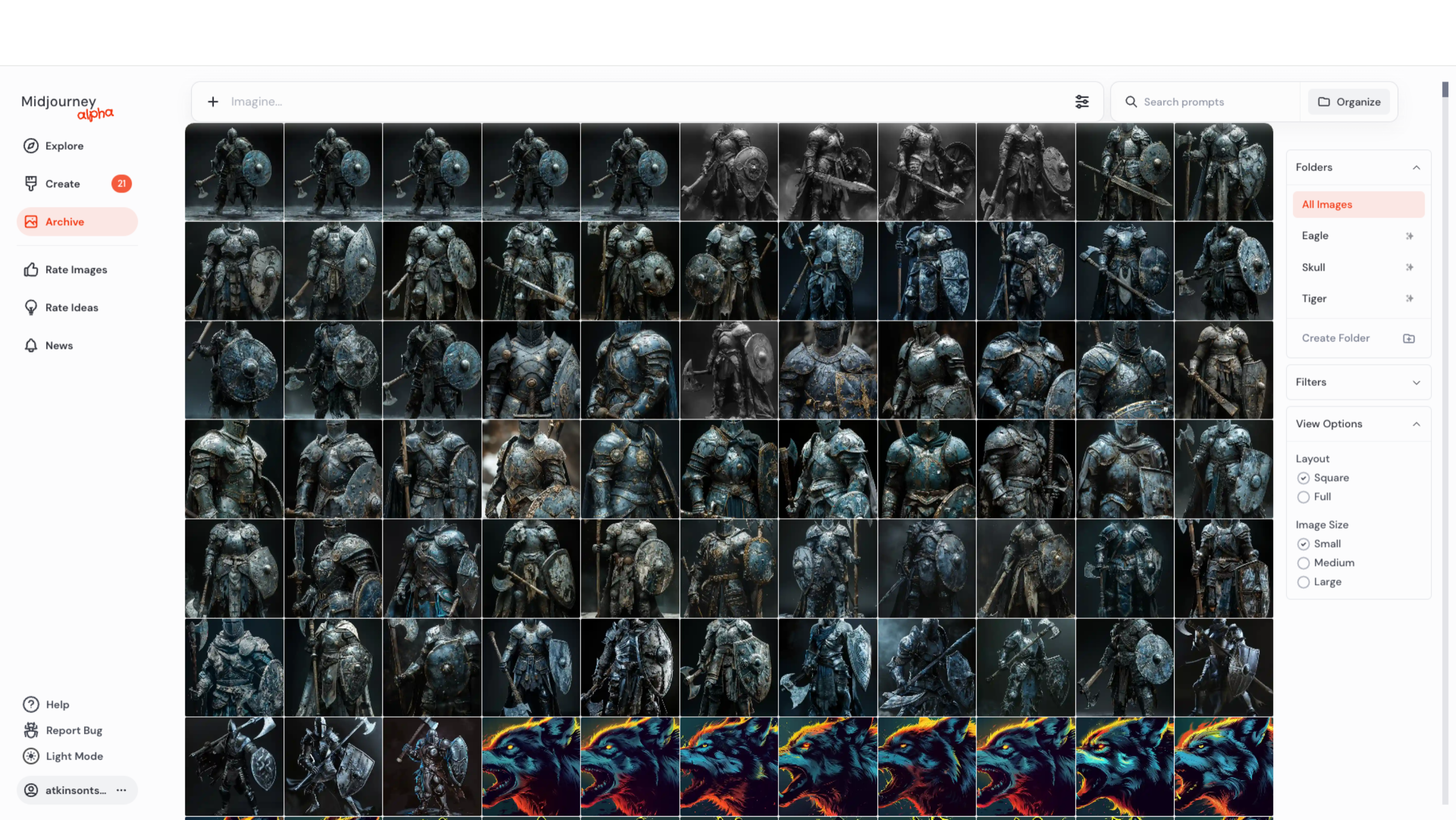 Midjourney generative artificial intelligence screen shot