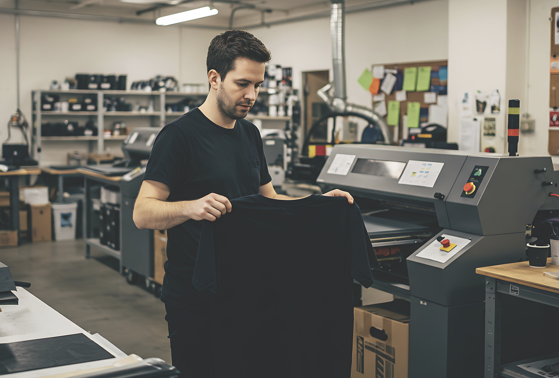 Custom decorated apparel shop large merch order