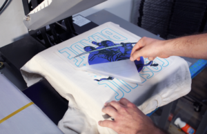 Heat press T-shirt decorating with DTF