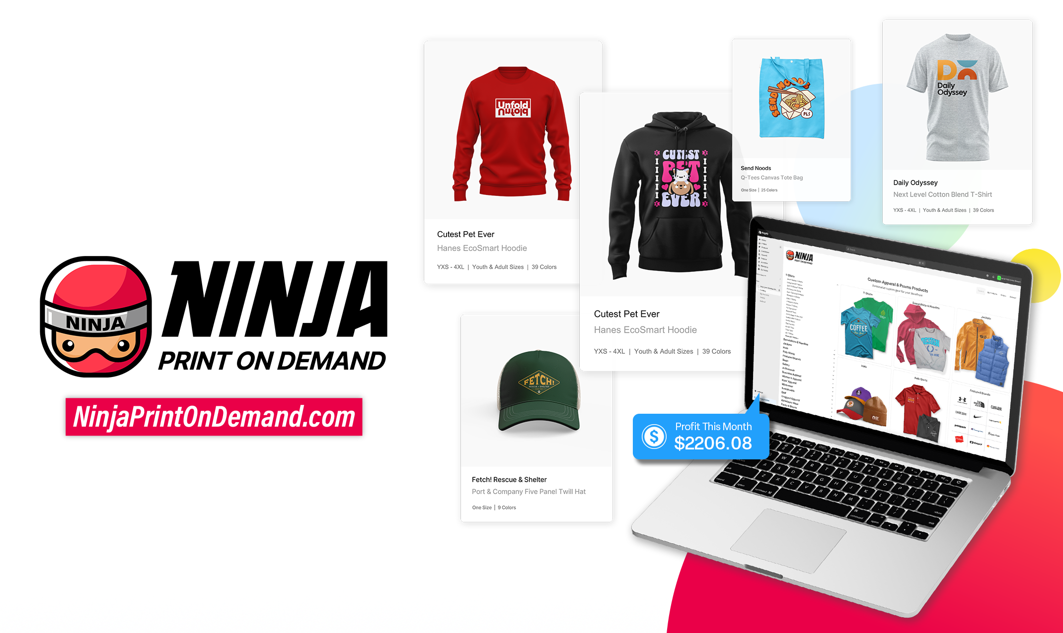 Ninja Transfers custom DTF print on demand (POD) serverice